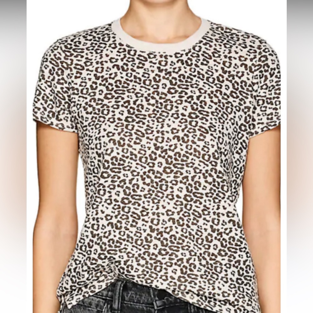 NWOT! ATM Light pink and brown leopard-print medium-weight slub crew neck Size S